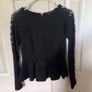 Forever 21 Black Peplum Long Sleeve Blouse